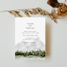 Rustic Mountain Lake Wedding Invitation Kaart
