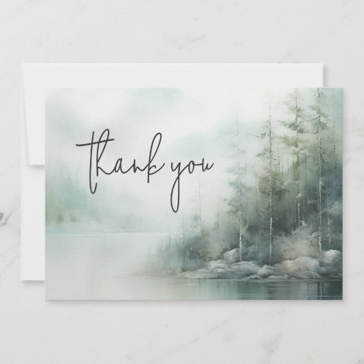 Rustic Mountain Lake Wedding Thank You Bedankkaart (Voorkant)