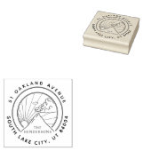 Rustic Mountain Landscape Family Return Address Rubberstempel (Gestempeld)