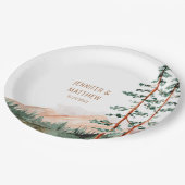 Rustic Mountain Landscape, Fog, Pine Trees Wedding Papieren Bordje (Gekanteld)