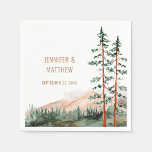 Rustic Mountain Landscape, Fog, Pine Trees Wedding Servet