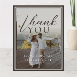 Rustic Mountain Landscape Watercolor Photo Wedding Bedankkaart