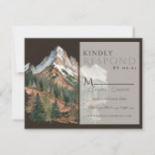 Rustic Mountain Landscape Watercolor Wedding QR  RSVP Kaartje (Voorkant)