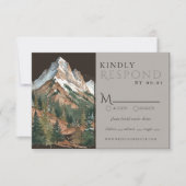 Rustic Mountain Landscape Watercolor Wedding QR  RSVP Kaartje (Voorkant)