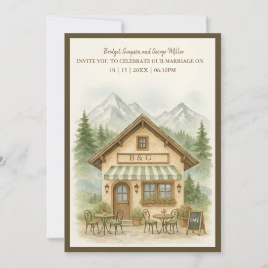 Rustic Mountain Monogram huwelijksbestemming Kaart (Voorkant)