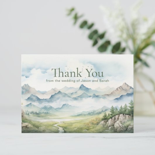 Rustic Mountain Natuur bruiloft Dank u Bedankkaart (Staand voorkant)