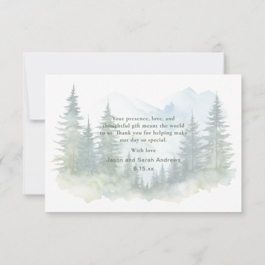 Rustic Mountain Natuur bruiloft Dank u Bedankkaart (Achterkant)