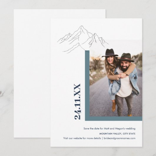 Rustic Mountain Natuur buitenshuis Foto groen Save The Date (Voorkant / Achterkant)