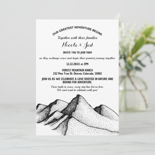 Rustic Mountain Outdoor Adventure Wedding Kaart (Staand voorkant)