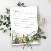 Rustic Mountain Pine Forest Wood Cabin Wedding Bedankkaart