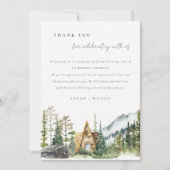 Rustic Mountain Pine Forest Wood Cabin Wedding Bedankkaart (Voorkant)