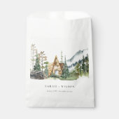 Rustic Mountain Pine Forest Wood Cabin Wedding Bedankzakje (Voorkant)