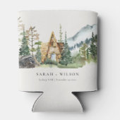 Rustic Mountain Pine Forest Wood Cabin Wedding Blikjeskoeler (Achterkant)