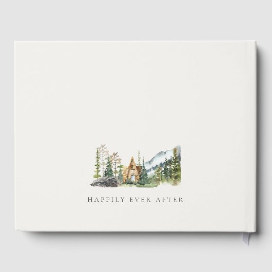 Rustic Mountain Pine Forest Wood Cabin Wedding Gastenboek (Achterkant)