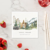 Rustic Mountain Pine Forest Wood Cabin Wedding Servet (Insitu)