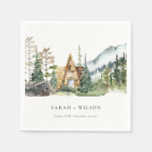 Rustic Mountain Pine Forest Wood Cabin Wedding Servet (Voorkant)