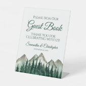 Rustic Mountain & Pine Gelieve ons gastenboek te o Reclamebord Met Voetstuk (Voorkant)
