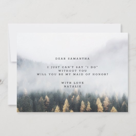 Rustic Mountain Pine Maid of Honor proposal Kaart (Achterkant)