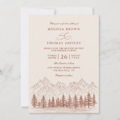 Rustic Mountain Pine Terracotta QR Code Wedding Kaart (Voorkant)
