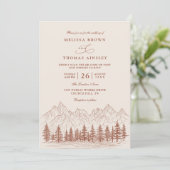 Rustic Mountain Pine Terracotta QR Code Wedding Kaart (Staand voorkant)