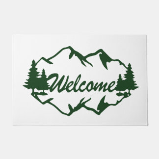 Rustic Mountain & Pine Tree Forest Welcome Doormat Deurmat