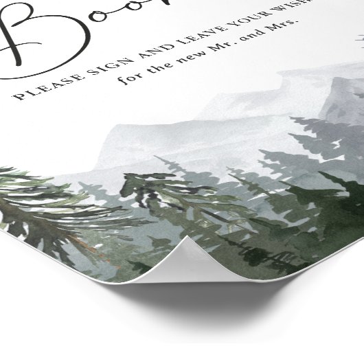Rustic Mountain Pine Tree Wedding Guest Book Sign Poster (Hoek)