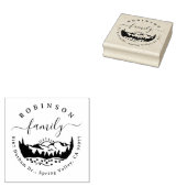 Rustic Mountain Pine Trees familie terug adres Rubberstempel (Gestempeld)