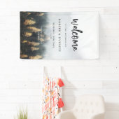 Rustic Mountain Pine Trees Herfst Forest Welkom Spandoek (Insitu)