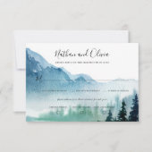 Rustic Mountain Pine Trees Wedding RSVP Kaart (Voorkant)