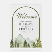 Rustic Mountain Pine Trees Wedding Welcome Acryl Bord (Voorkant)