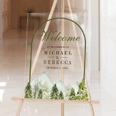 Rustic Mountain Pine Trees Wedding Welcome Acryl Bord