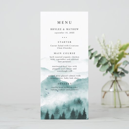 Rustic Mountain Pine Wedding Menu (Staand voorkant)