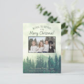 Rustic Mountain Pines Merry-kerstfoto Feestdagenkaart (Staand voorkant)