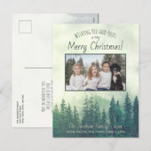 Rustic Mountain Pines Merry-kerstfoto Feestdagenkaart (Voorkant / Achterkant)