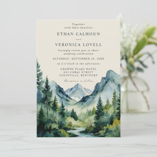 Rustic Mountain Pines weekend bruiloft Kaart (Staand voorkant)