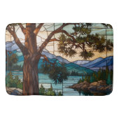 Rustic mountain range landscape stain glass  badmat (Voorkant)