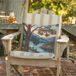 Rustic mountain range landscape stain glass  buitenkussen