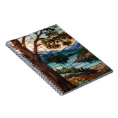 Rustic mountain range landscape stain glass  notitieboek (Rechterzijde)