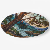 Rustic mountain range landscape stain glass  papieren bordje (Gekanteld)