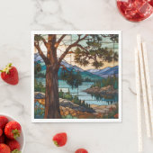 Rustic mountain range landscape stain glass  servet (Insitu)