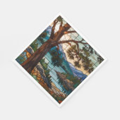 Rustic mountain range landscape stain glass  servet (Hoek)