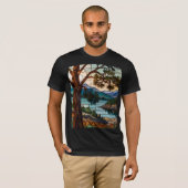 Rustic mountain range landscape stain glass  t-shirt (Voorkant volledig)