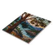 Rustic mountain range landscape stain glass  tegeltje (Zijkant)
