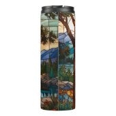 Rustic mountain range landscape stain glass  thermosbeker (Achterkant)