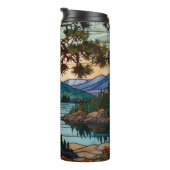 Rustic mountain range landscape stain glass  thermosbeker (Geroteerd rechts)