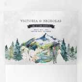 Rustic Mountain River Forest | Illustratief huweli Drieluik Uitnodiging (Binnenzijde eerst)