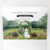 Rustic Mountain River Forest | Illustratief huweli Drieluik Uitnodiging (Binnenzijde eerst)