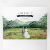 Rustic Mountain River Forest | Illustratief huweli Drieluik Uitnodiging (Binnenzijde eerst)