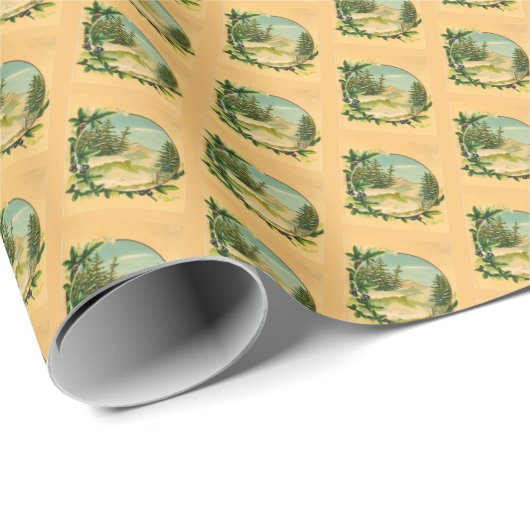 Rustic Mountain Scene Cadeaupapier (Rol Hoek)