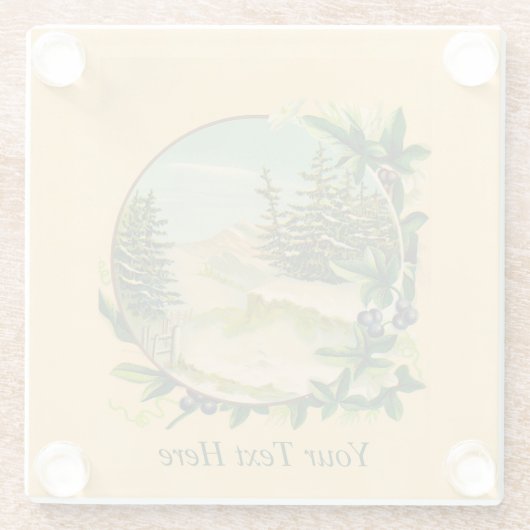 Rustic Mountain Scene Glazen Onderzetter (Achterkant)